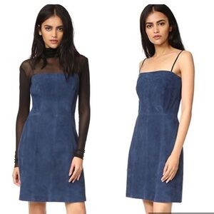 Veda Fresca Navy Blue Mini Dress Suede Goat